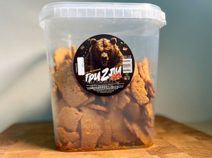 Мясо СЛАЙСЫ из МРАМОРНОЙ ГОВЯДИНЫ с/к (0,5 кг): Ведро Ржаные гренки со вкусом Салями (1 кг)